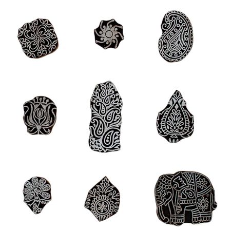 Set of 9 Piece New Mix Wooden Printing Block