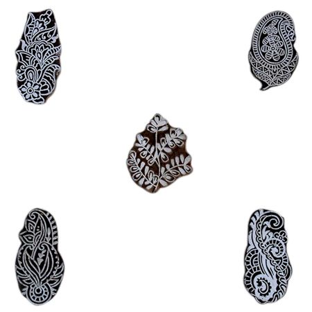 Set of 5 Piece New Mix Wooden Printing Block