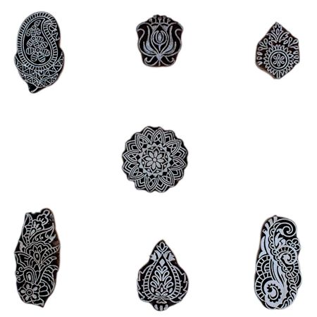 Set of 7 Piece New Mix Wooden Printing Block