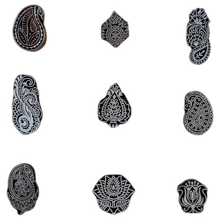 Set of 9 Piece New Mix Wooden Printing Block