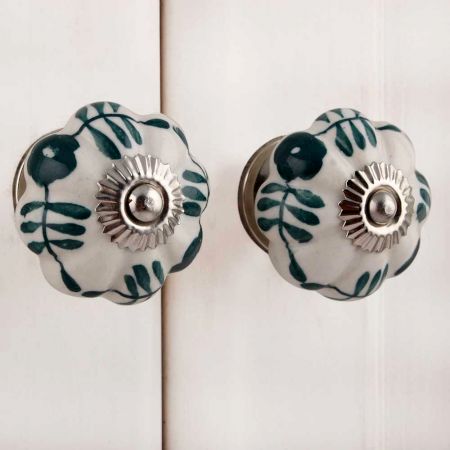 Dark Green Flower Knob