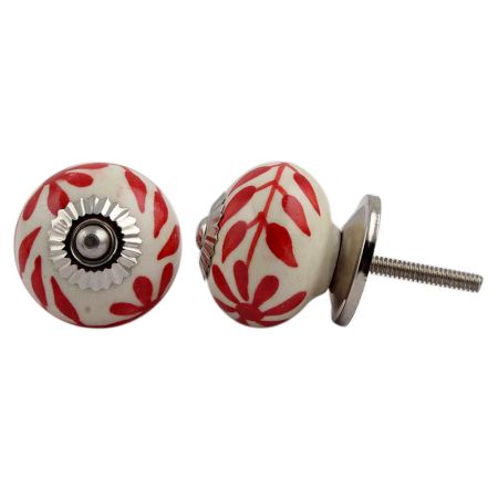 Cream With   Red Flower Knob