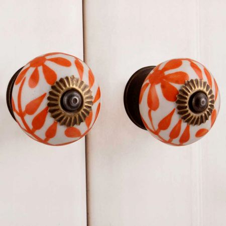 Orange Flower Knob