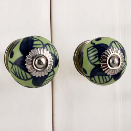 Navy Blue Leaf Knob