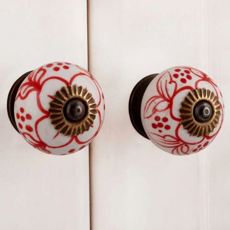 Red Floral Knob