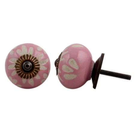 Pink Etched Ceramic Knob 43