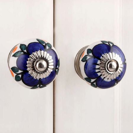 Turquoise Flower Dresser Knob
