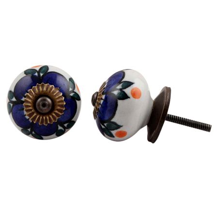 Turquoise Flower Dresser Knob
