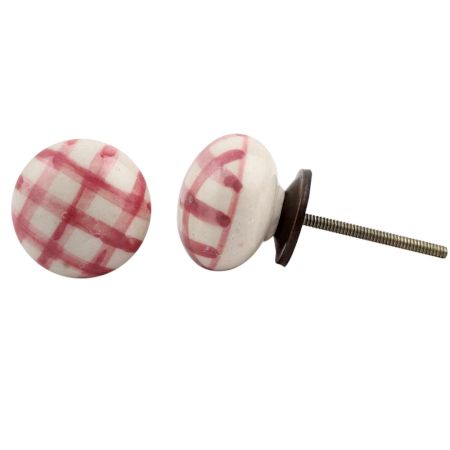 Pink Checked Flat Knob