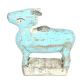 Bucolic Small Blue Painted Wooden Cow