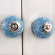 Blue Etched Flower Knob