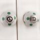 White Green Polka Dot Ceramic Cabinet Knob
