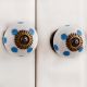 White Blue Polka Dots Ceramic Drawer Knob