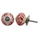 Cream With   Red Flower Knob