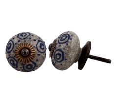 Blue Decorative Crackle Ceramic Dresser Knob