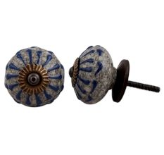 Blue Wheel Crackle Ceramic Dresser Knob