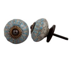 Turquoise Wheel Crackle Ceramic Cabinet Knob