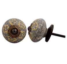 Light Yellow Floral Crackle Cabinet Ceramic Knob