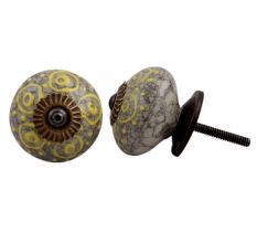 Mixed Circular Crackle Ceramic Wardrobe Knob