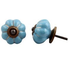 Turquoise Gold Line Melon Knob