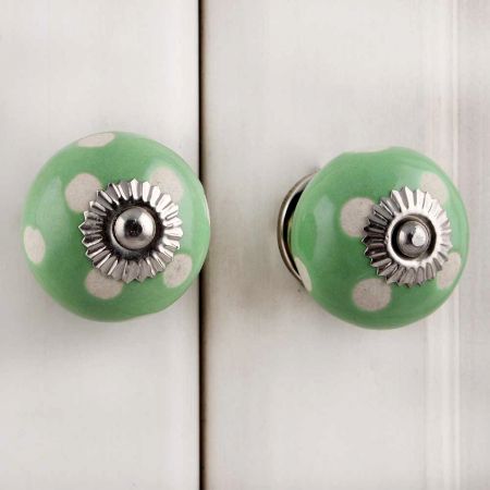 Pea Green Etched Ceramic Knob 35