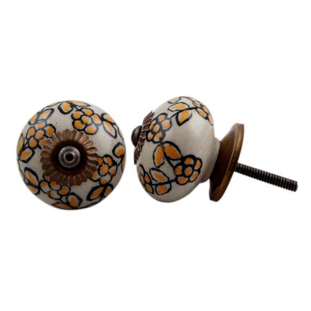 Mustard Tiny Floral Dresser Knob