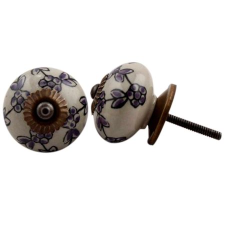 Purple Tiny Floral Dresser Knob