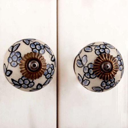 Turquoise Tiny Floral Dresser Knob
