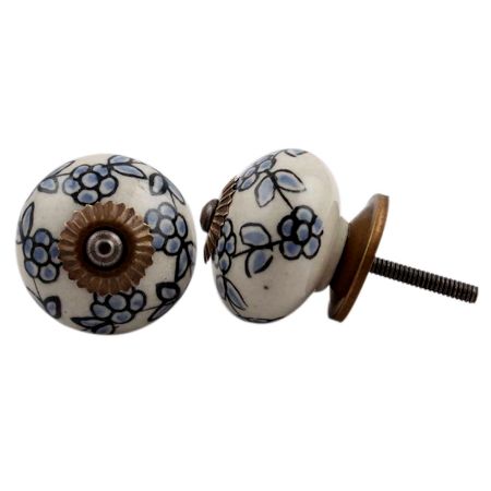 Turquoise Tiny Floral Dresser Knob