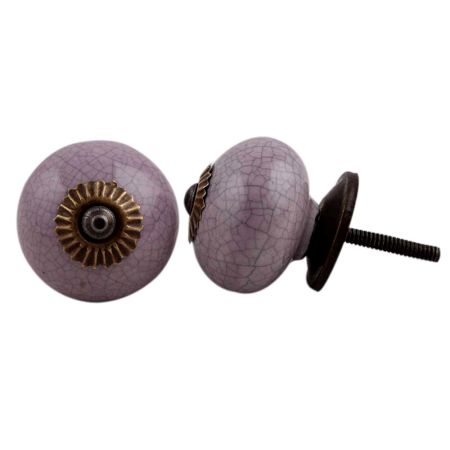 Light Purple Crackle Ceramic Dresser Knob