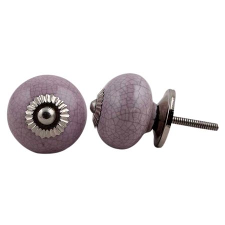 Light Purple Crackle Ceramic Dresser Knob