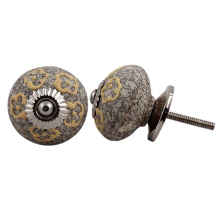 Light Yellow Floral Crackle Cabinet Ceramic Knob