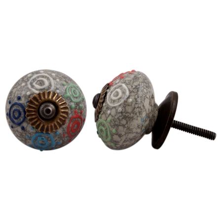 Mixed Circular Crackle Ceramic Wardrobe Knob