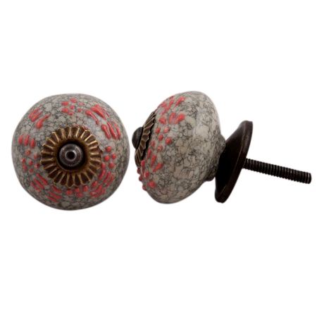 Pink Floral Crackle Ceramic Cabinet Knob