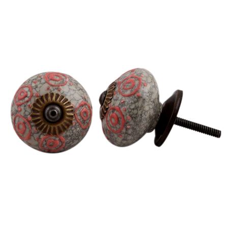 Pink Round Crackle Ceramic Cabinet Knob