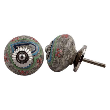 Colorful Hearts Crackle Cabinet Ceramic Knob