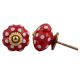 Red White Floral Dot Ceramic Knob