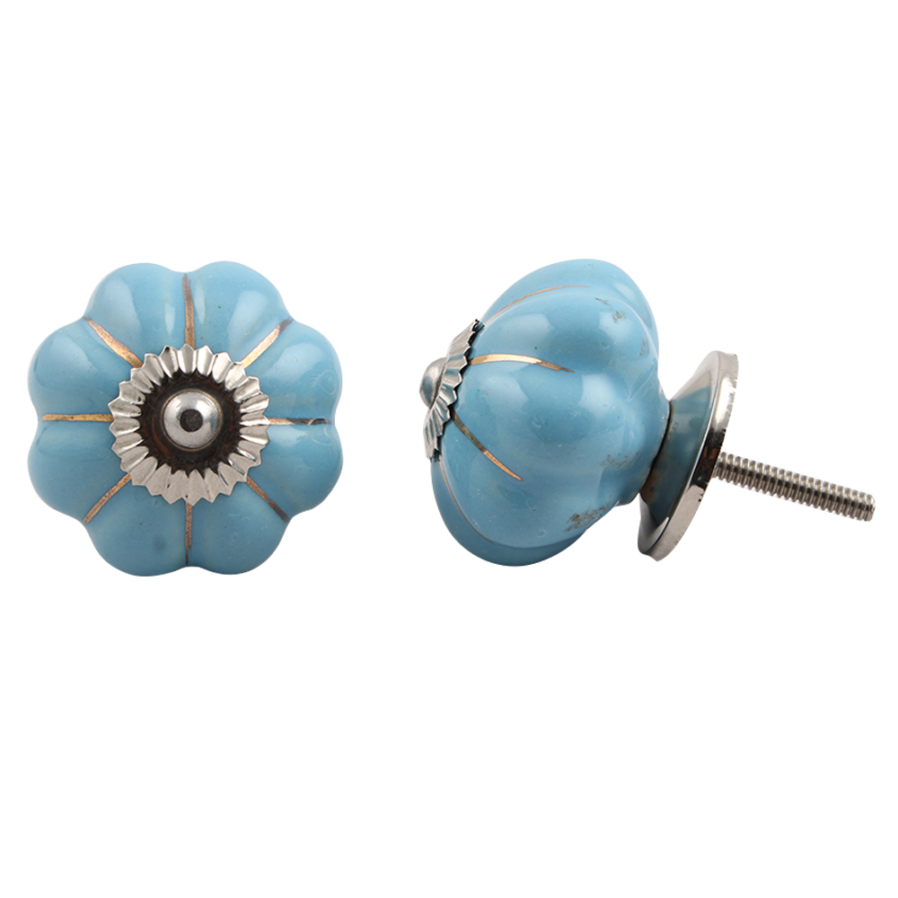 Turquoise Gold Line Melon Knob