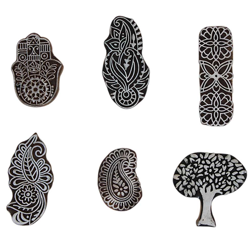 Set of 6 Piece New Mix Wooden Printing Block
