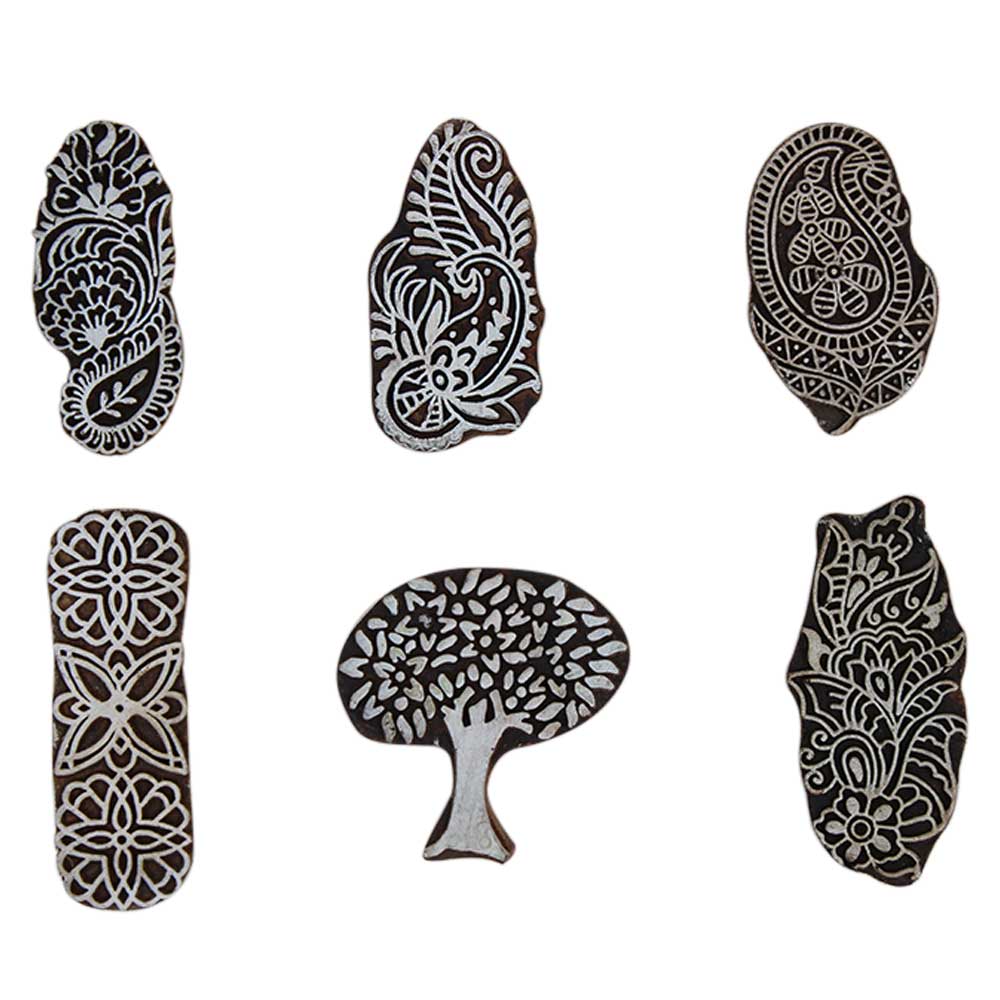 Set of 6 Piece New Mix Wooden Printing Block