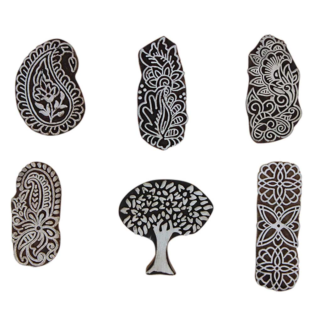 Set of 6 Piece New Mix Wooden Printing Block