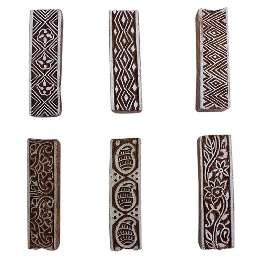 Set of 6 Piece New Mix Wooden Printing Block