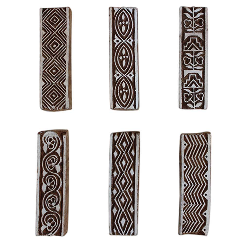Set of 6 Piece New Mix Wooden Printing Block