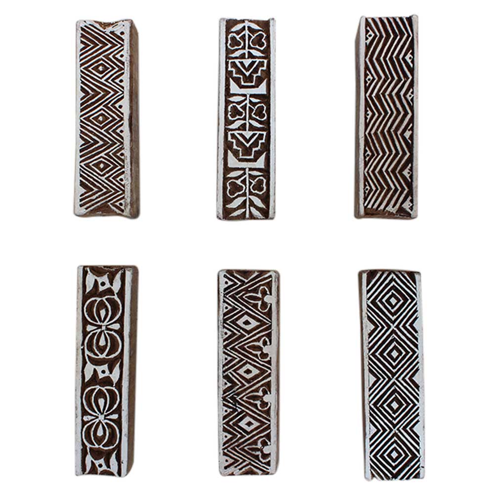 Set of 6 Piece New Mix Wooden Printing Block