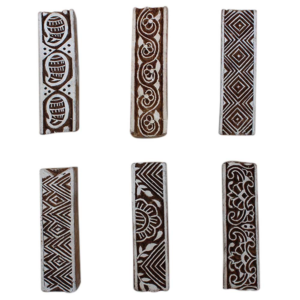 Set of 6 Piece New Mix Wooden Printing Block