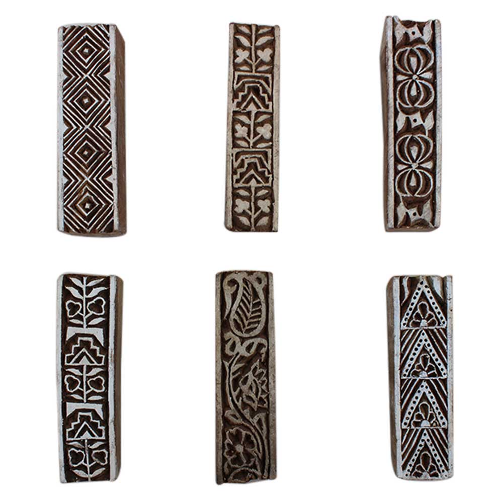 Set of 6 Piece New Mix Wooden Printing Block