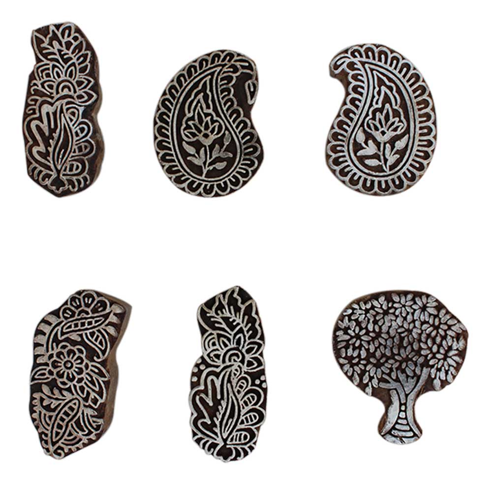 Set of 6 Piece New Mix Wooden Printing Block