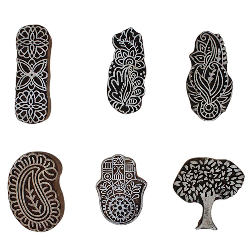 Set of 6 Piece New Mix Wooden Printing Block