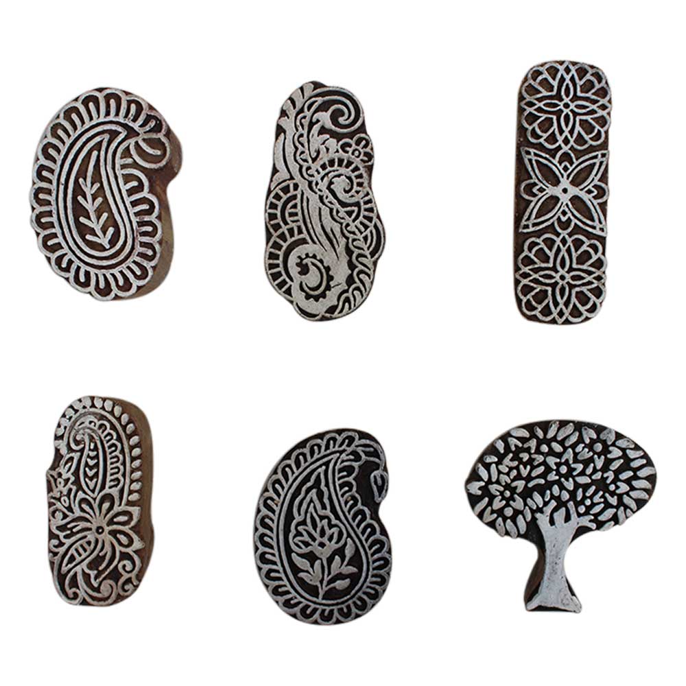 Set of 6 Piece New Mix Wooden Printing Block