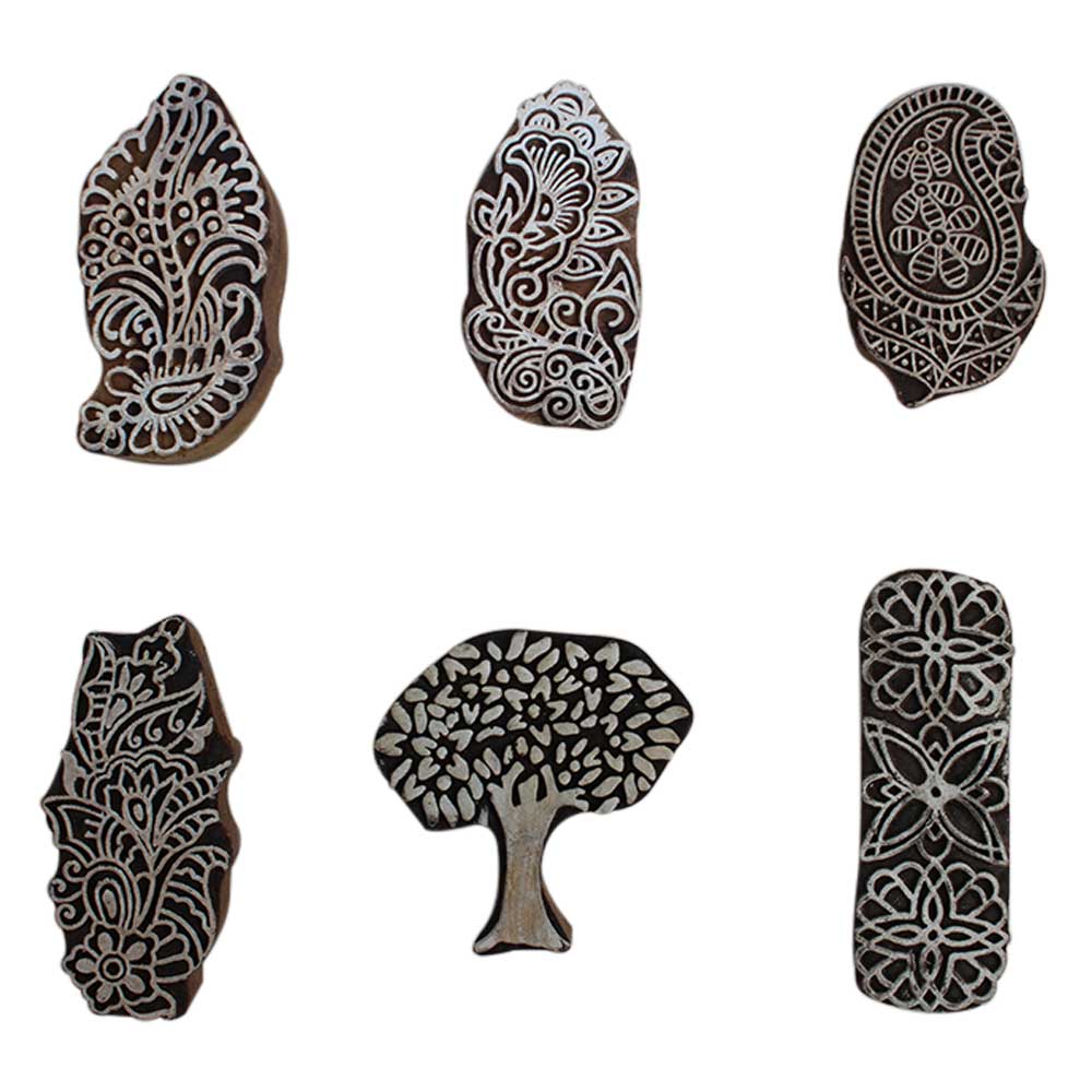 Set of 6 Piece New Mix Wooden Printing Block
